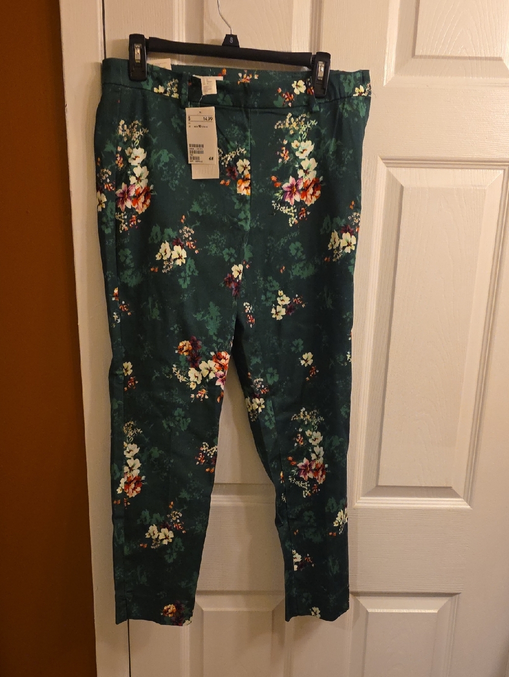 H&M Teal Floral Cropped Trousers